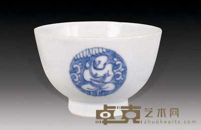 清康熙 青花人物碗 直径9.2cm